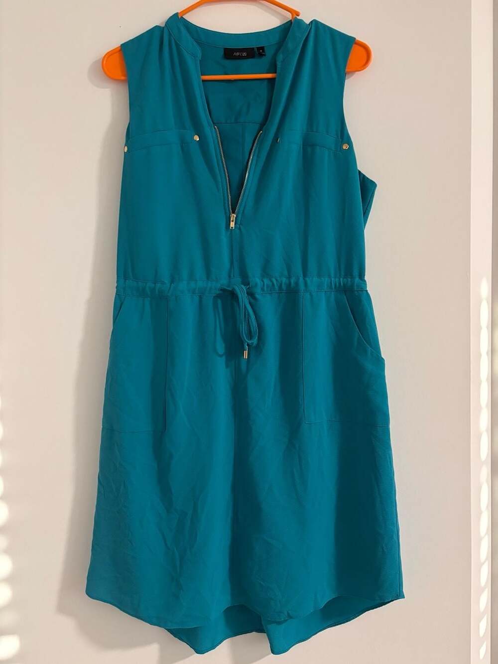 Apt. 9 Sleeveless Drawstring Waist Utility Shift Dress in Teal